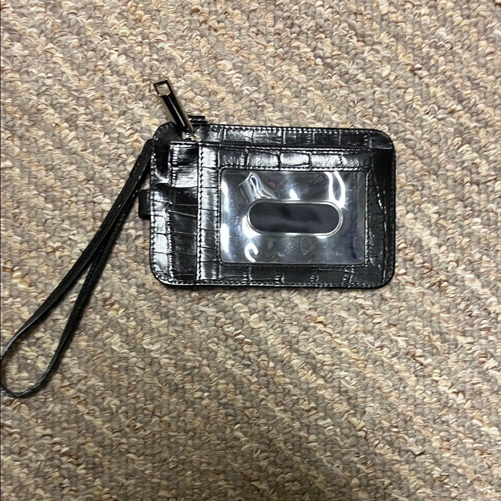 Black Croc-Embossed Wristlet Card Holder